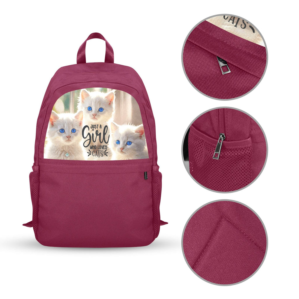 Just a Girl Who Loves Cats Magenta Backpack | Upper Part Printing