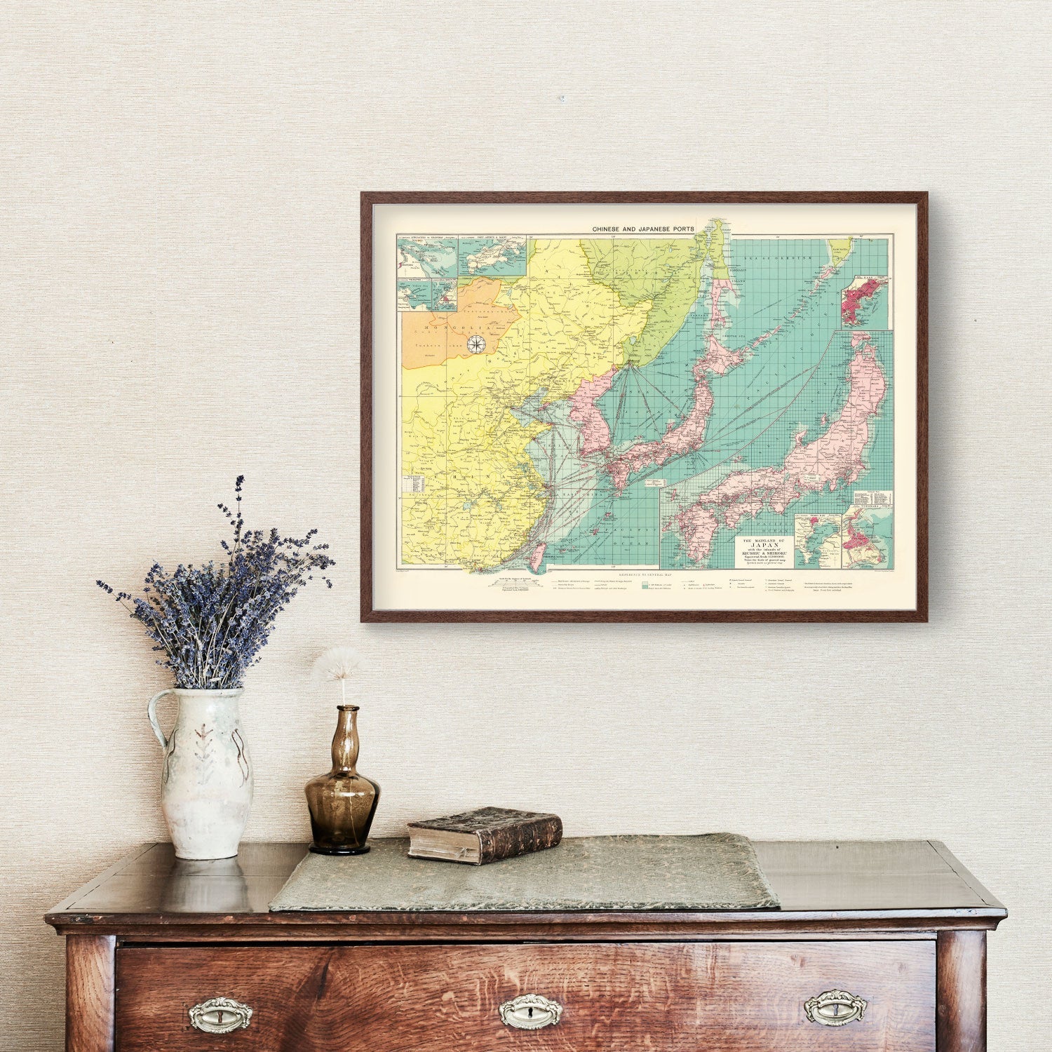 Vintage Map of Chinese & Japanese Ports, 1922