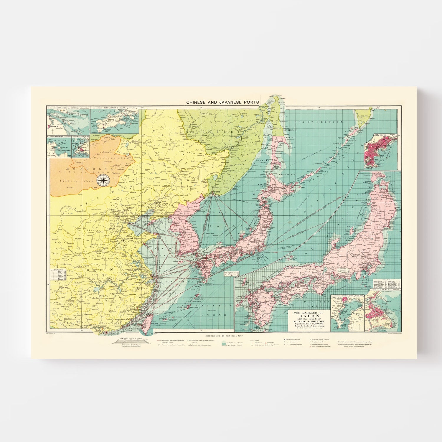 Vintage Map of Chinese & Japanese Ports, 1922
