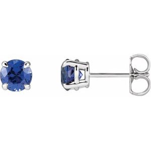 Sterling Silver Lab-Grown Blue Sapphire Earrings