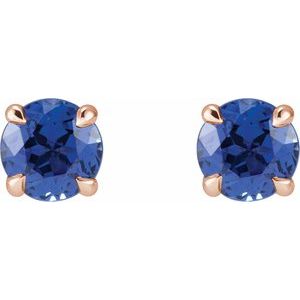 14K Rose Gold Lab-Grown Blue Sapphire Earrings – image 2