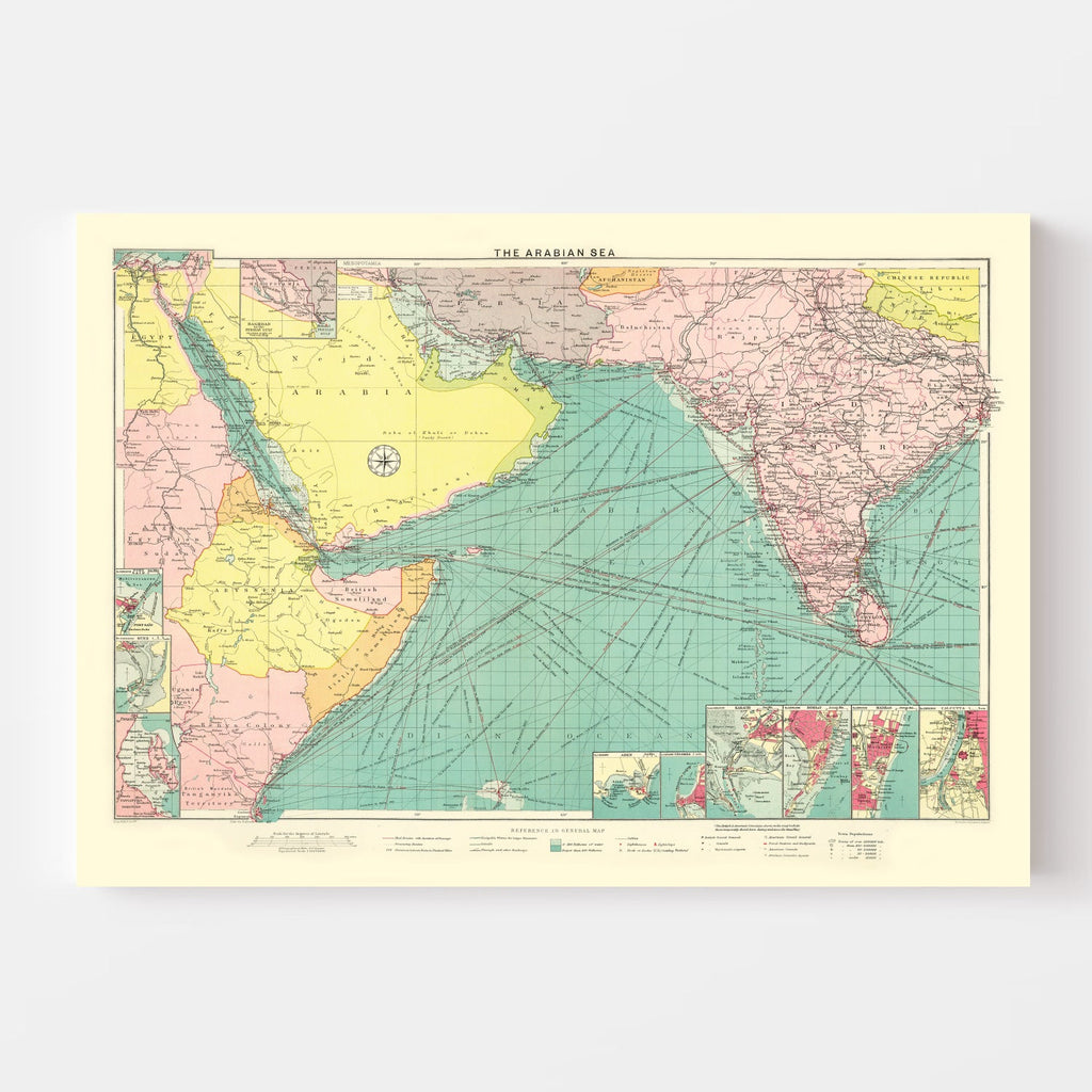 Vintage Map of Arabian Sea, 1922