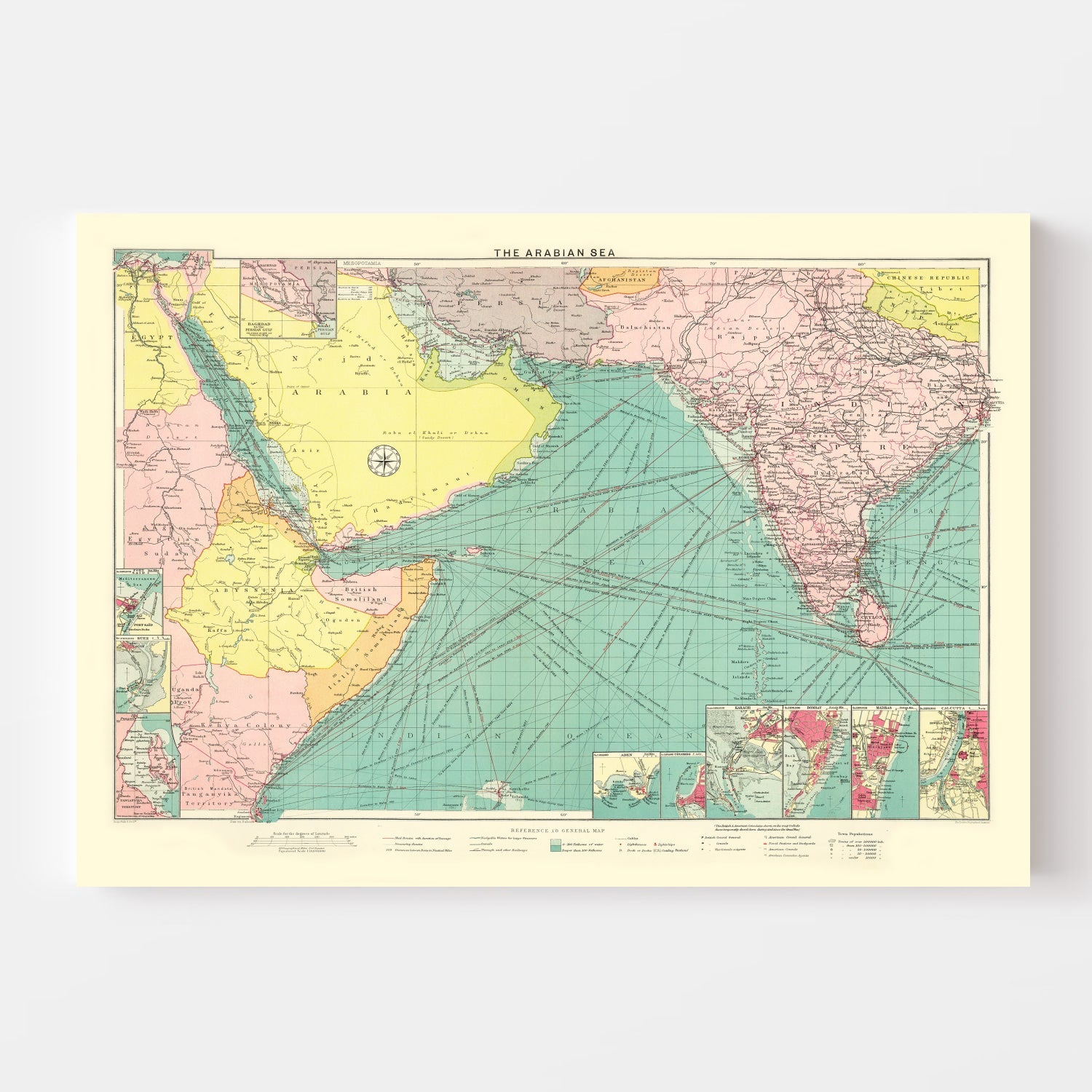 Vintage Map of Arabian Sea, 1922