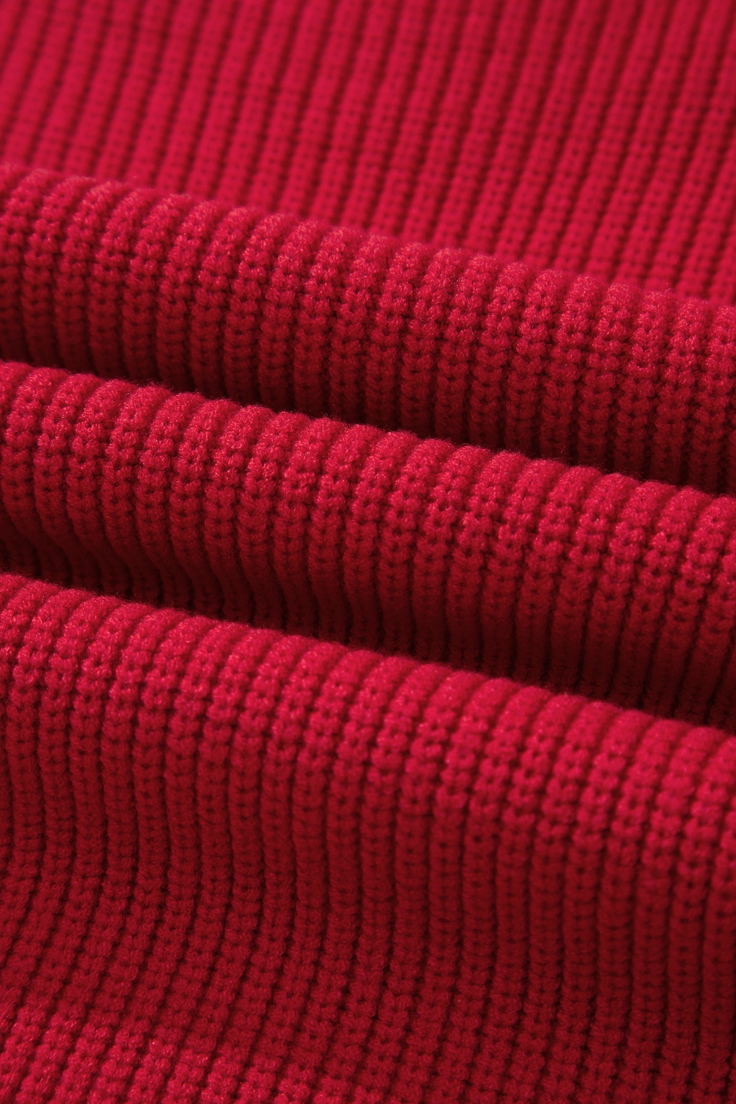 Exposed Hem Drop Shoulder Ribbed Knit Sweater