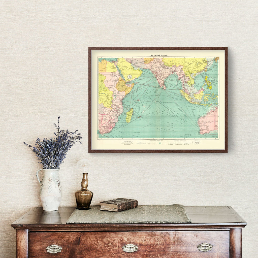 Vintage Map of Indian Ocean, 1922