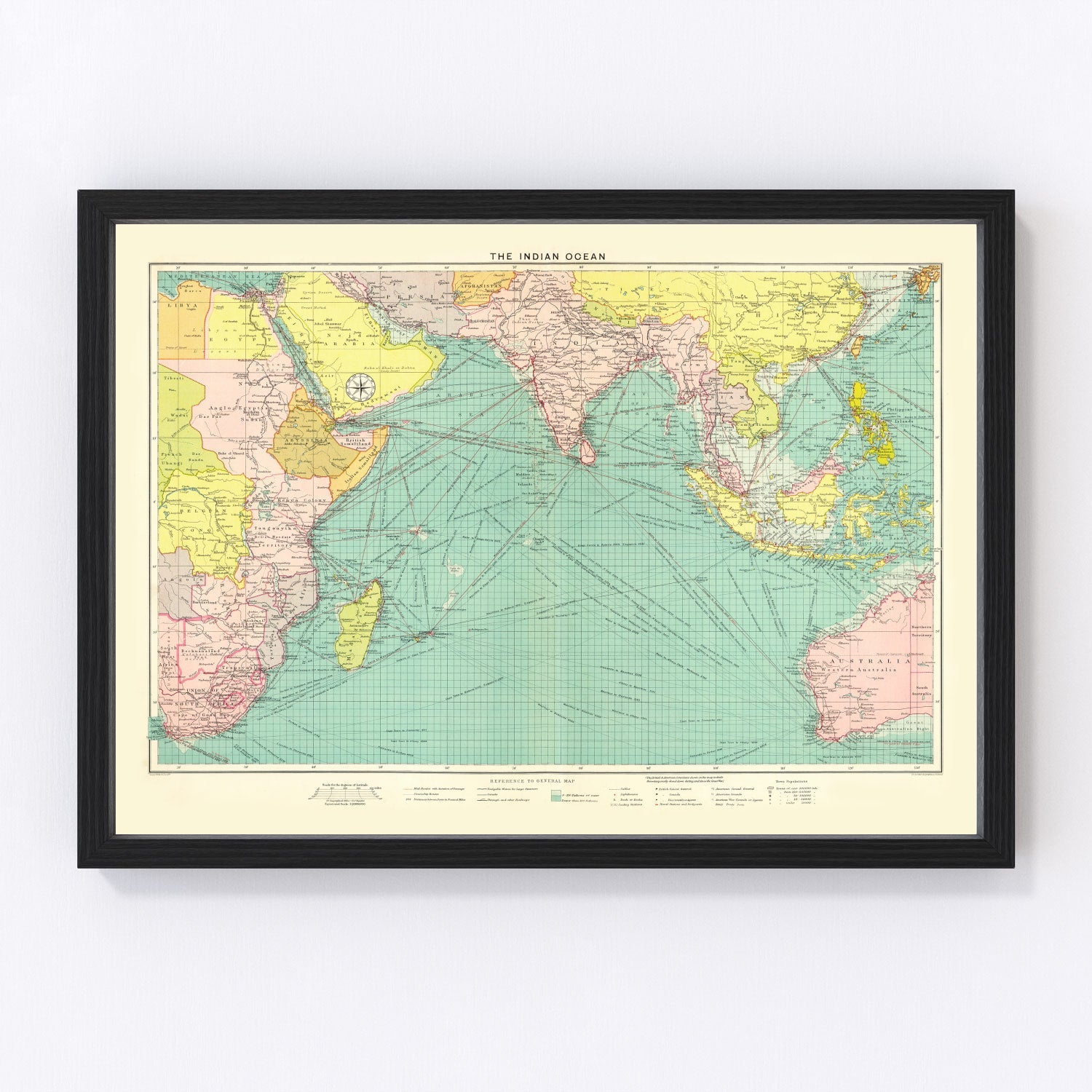 Vintage Map of Indian Ocean, 1922