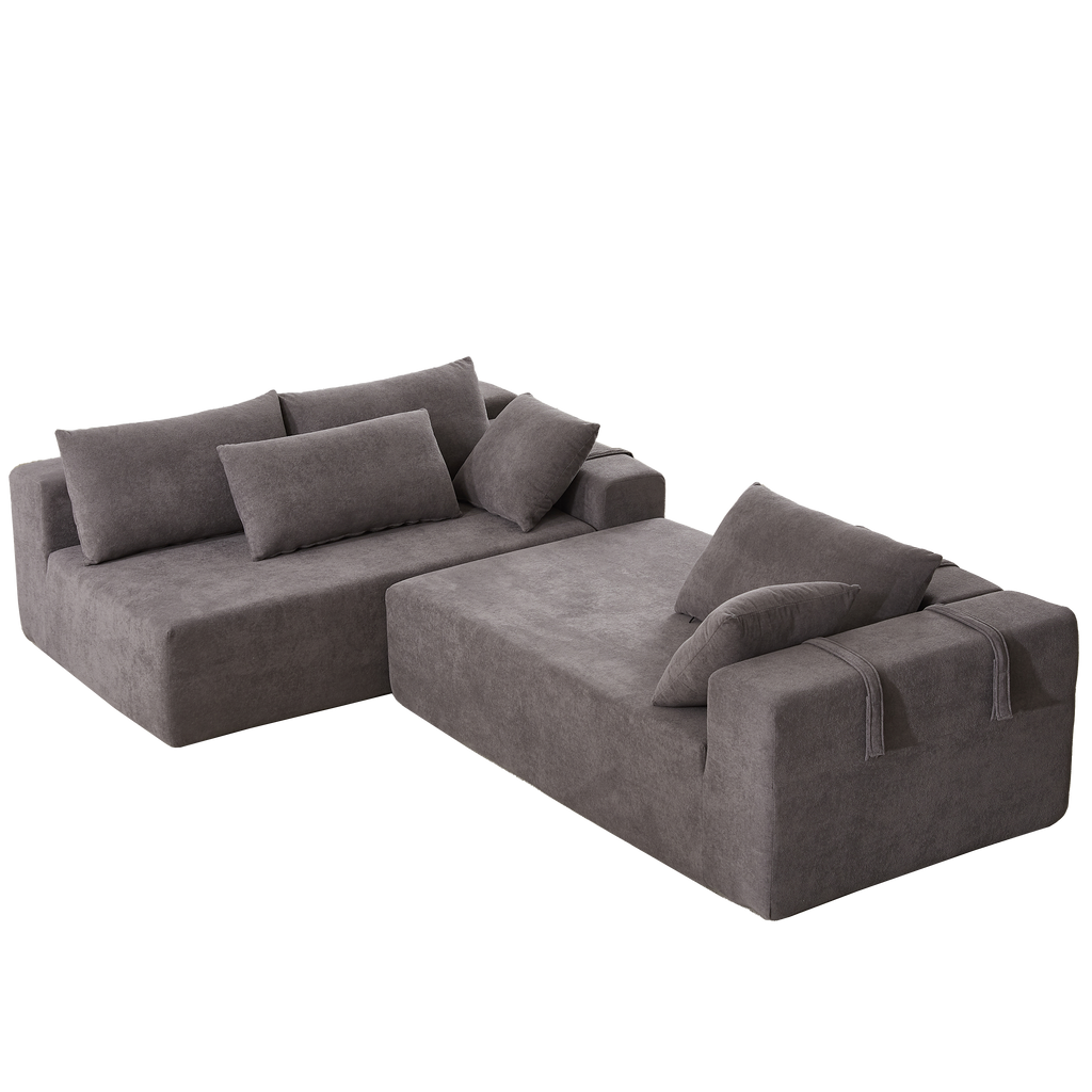 Modern Chenille Upholstered Sectional Sofa Couch Set,Modular 108' L Shaped Sectional Living Room Sofa Set With 6 Pillows,Free Combination Sofa Couch for Living Room,Bedroom(Left Chaise)W834P240001