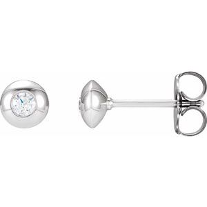 Platinum 1/8 CTW Natural Diamond Domed Bezel-Set Earrings
