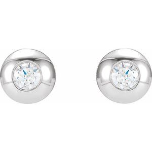 14K White Gold 5/8 CTW Lab-Grown Diamond Domed Bezel-Set Earrings – image 2