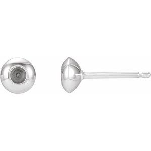 14K White Gold 2.5 mm Round Domed Bezel-Set Earring Mounting