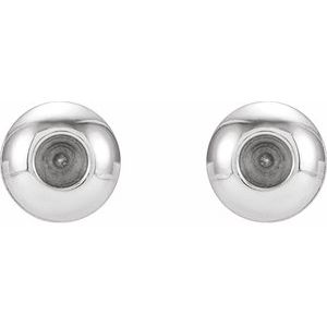 14K White Gold 2.5 mm Round Domed Bezel-Set Earring Mounting – image 2