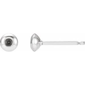Sterling Silver 2 mm Round Domed Bezel-Set Earring Mounting