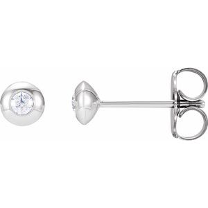 Sterling Silver .06 CTW Natural Diamond Domed Bezel-Set Earrings