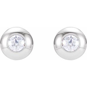 14K White Gold .06 CTW Natural Diamond Domed Bezel-Set Earrings – image 2