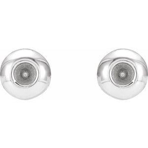 14K White Gold 1.5 mm Round Domed Bezel-Set Earring Mounting – image 2
