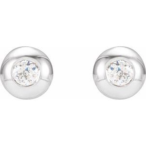 Platinum .03 CTW Natural Diamond Domed Bezel-Set Earrings – image 2