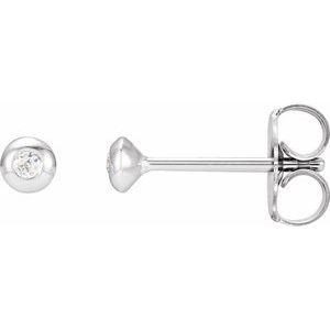 14K White Gold .03 CTW Natural Diamond Domed Bezel-Set Earrings