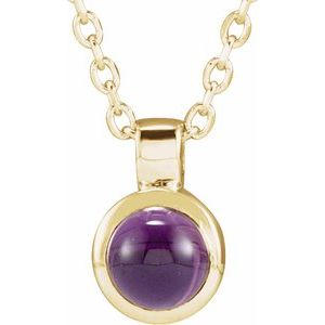 14K Yellow Gold Natural Amethyst Bezel-Set 16-18" Necklace