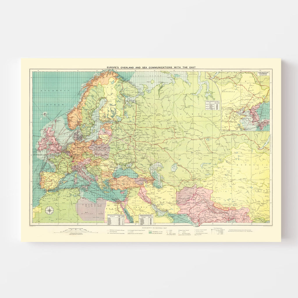 Vintage Map of Europe, 1922