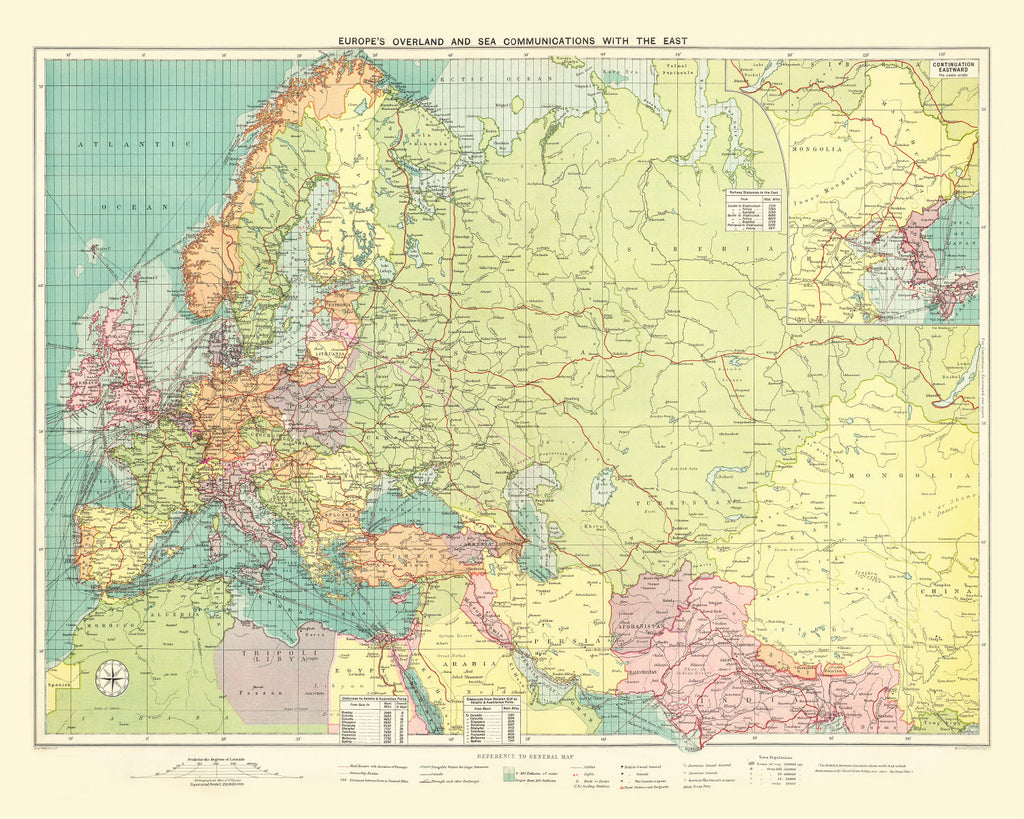 Vintage Map of Europe, 1922