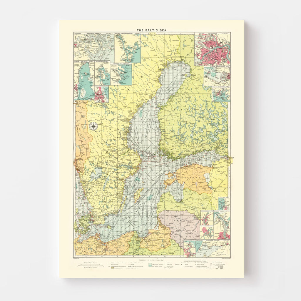 Vintage Map of Baltic Sea, 1922