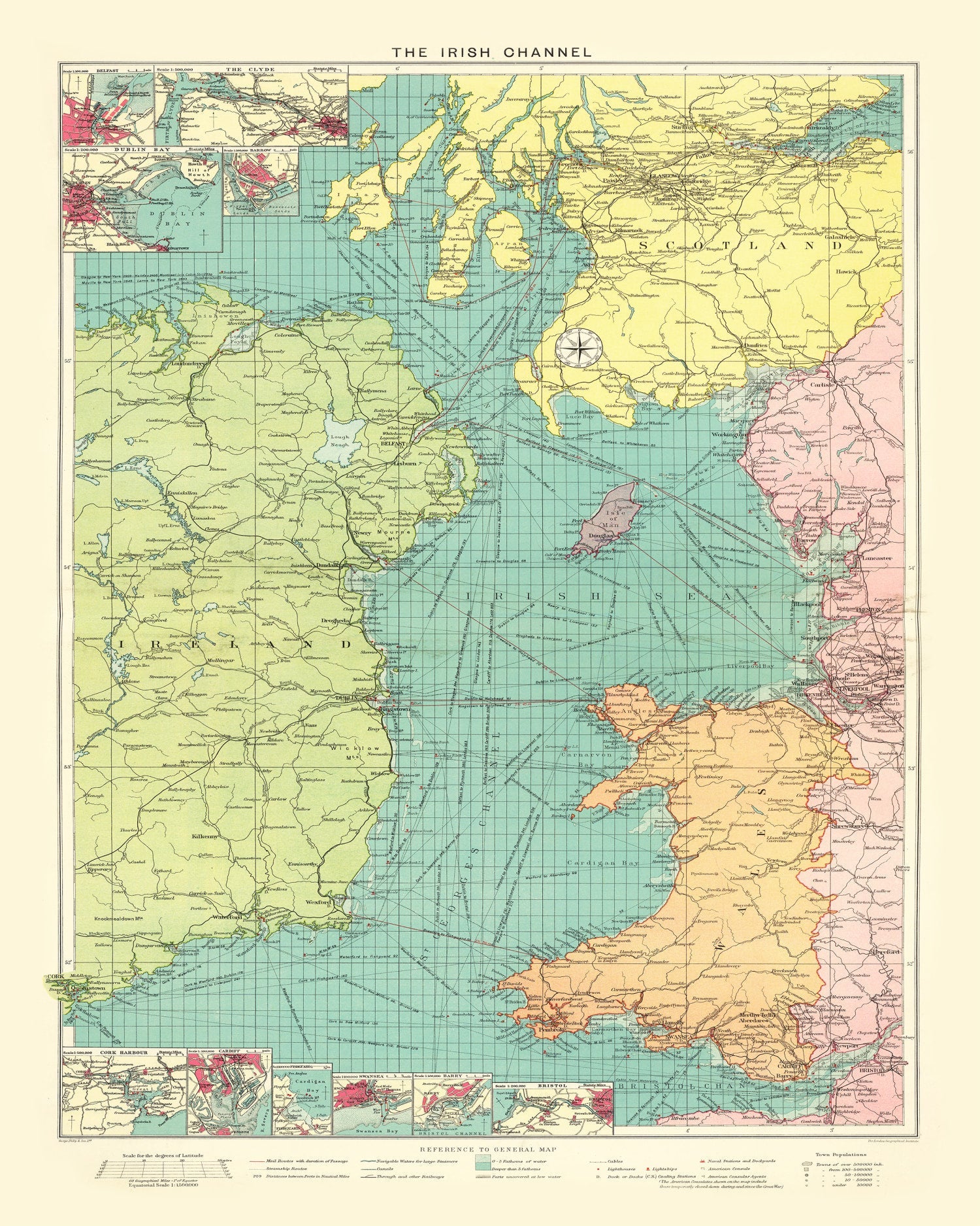 Vintage Map of Irish Channel, 1922