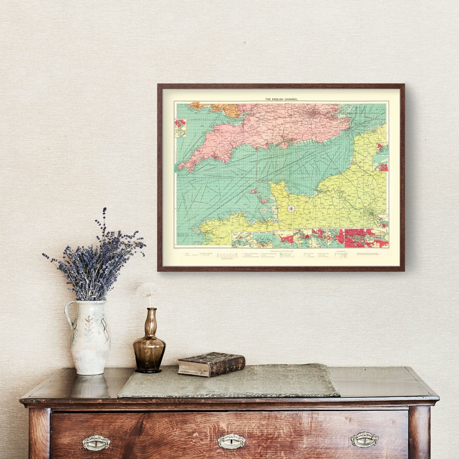 Vintage Map of English Channel, 1922