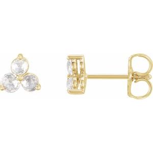 14K Yellow Gold 1/8 CTW Natural Diamond Three-Stone Earrings