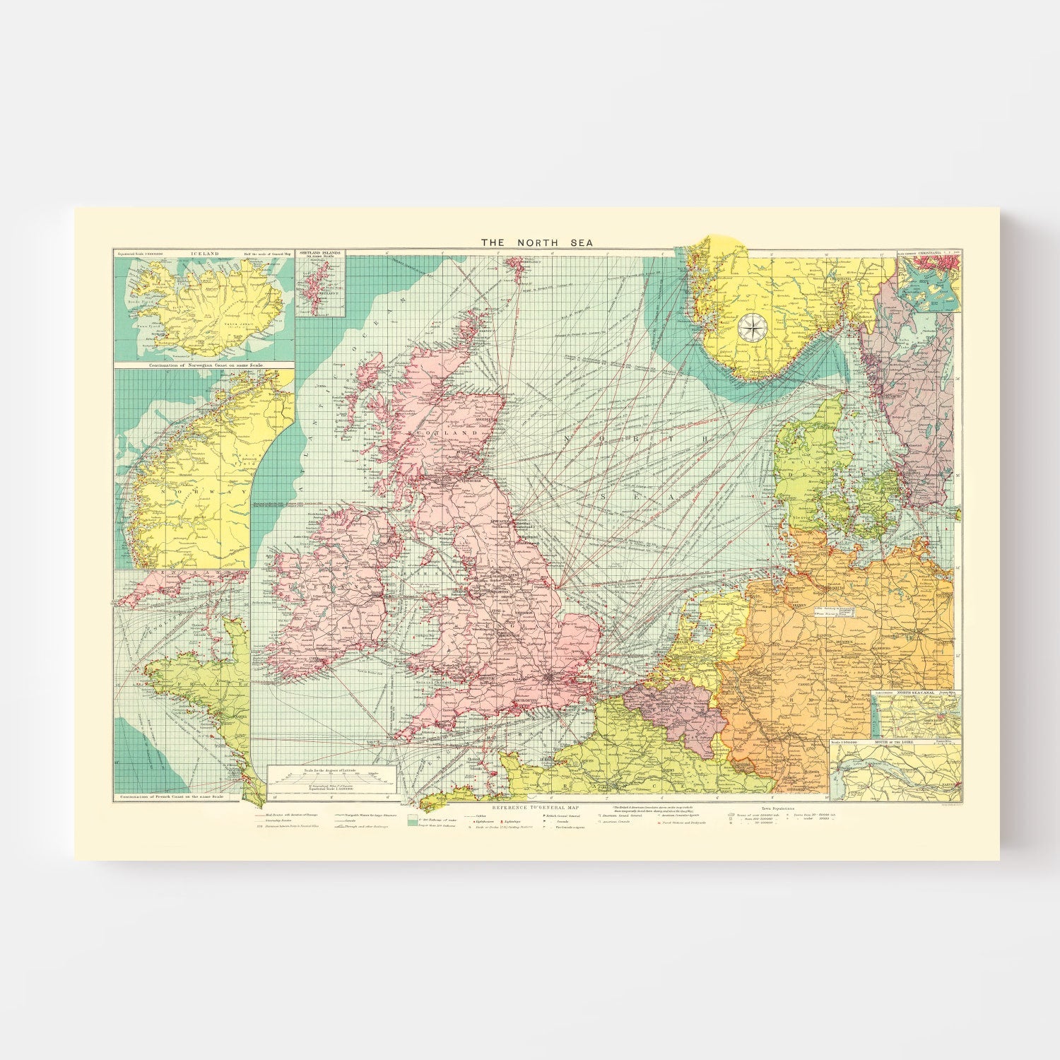 Vintage Map of North Sea, 1922
