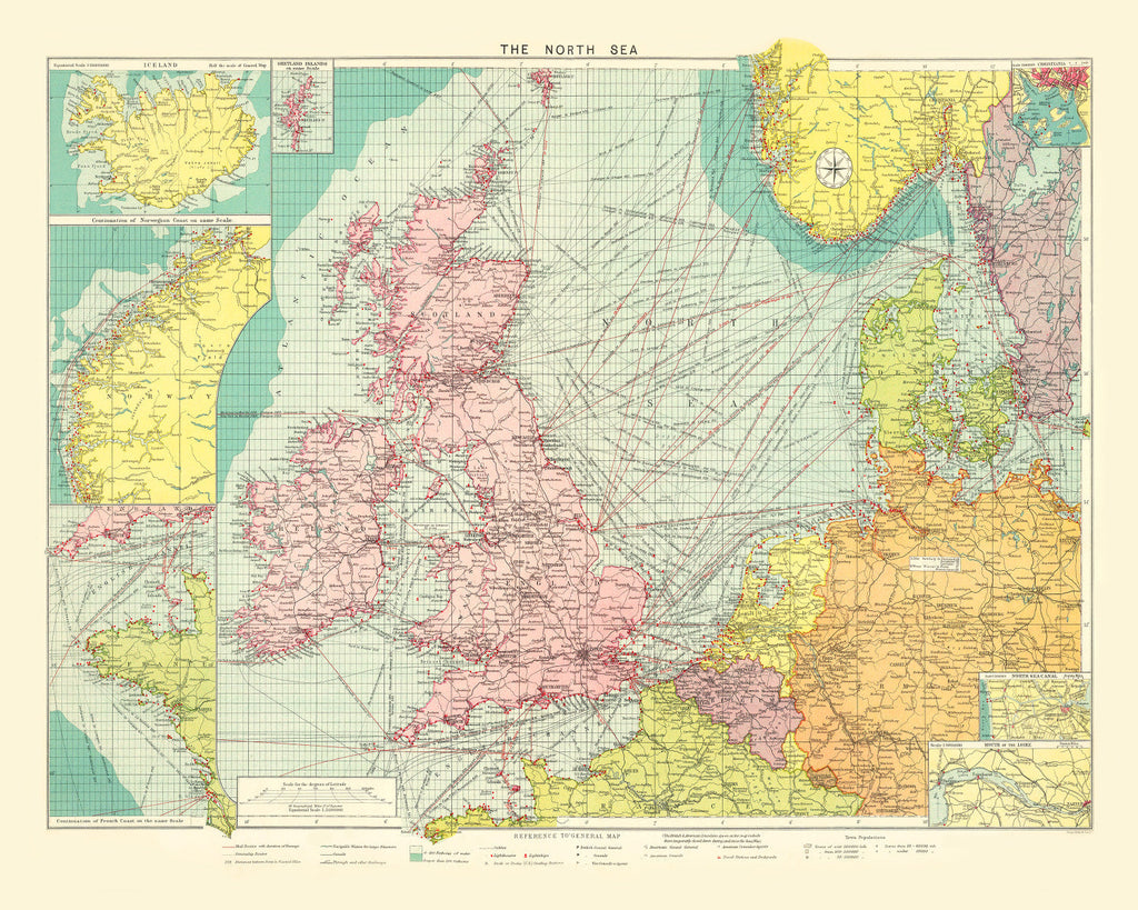 Vintage Map of North Sea, 1922