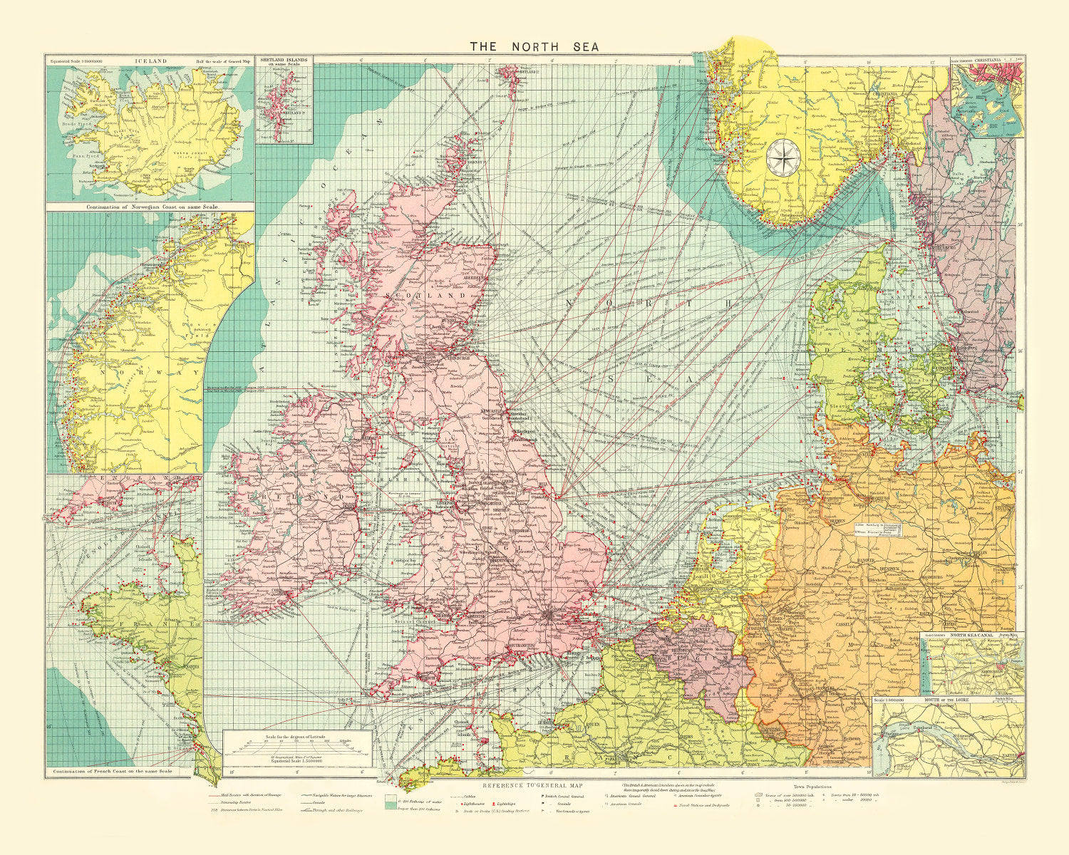 Vintage Map of North Sea, 1922
