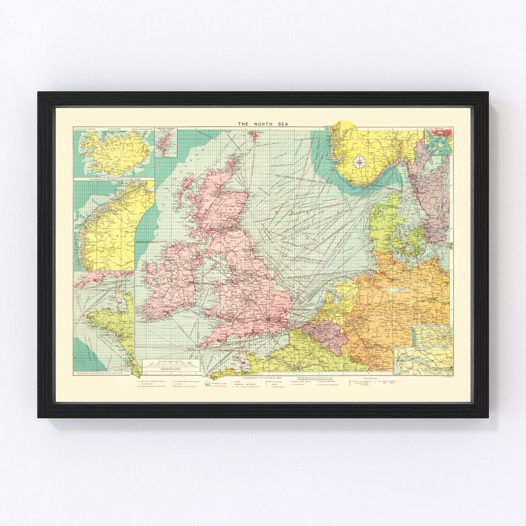 Vintage Map of North Sea, 1922