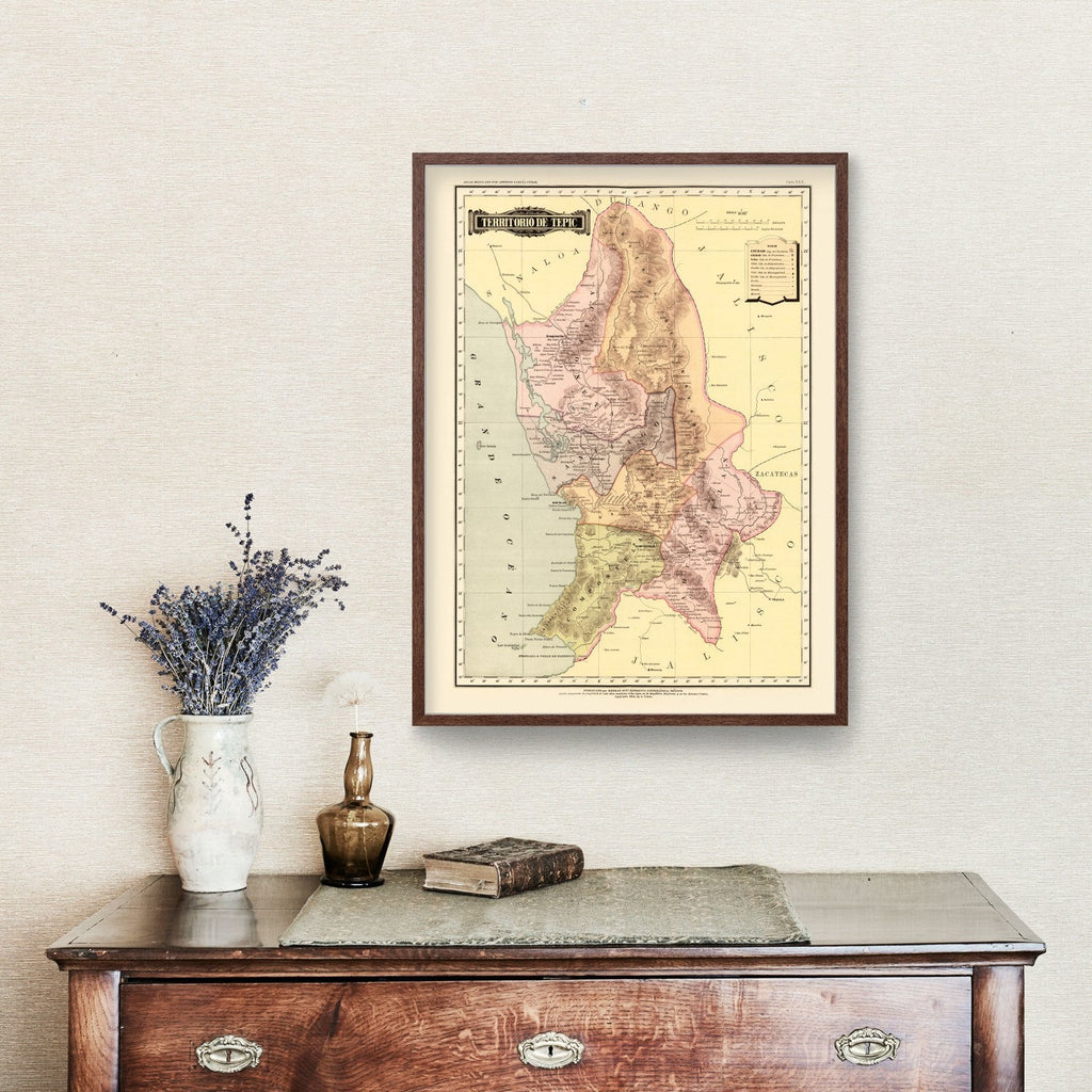 Vintage Map of Tepic, Mexico 1886