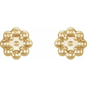 14K Yellow Gold 2 mm Round Petite Flower Earring Mounting – image 2