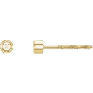 18K Yellow Gold 2 mm Round Micro Single Stud Earring Mounting