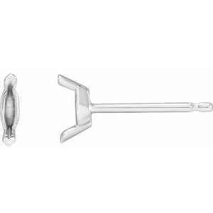 Platinum 4x2 mm Marquise V-Prong Earring Mounting