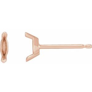 14K Rose Gold 5x2.5 mm Marquise V-Prong Earring Mounting