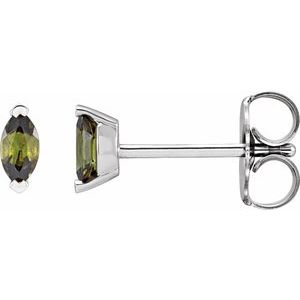 Platinum Natural Green Tourmaline Earrings