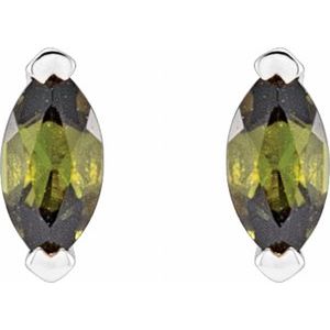 14K White Gold Natural Green Tourmaline Earrings – image 2