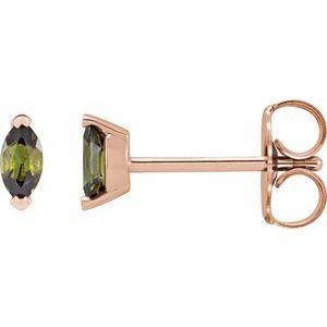 14K Rose Gold Natural Green Tourmaline Earrings