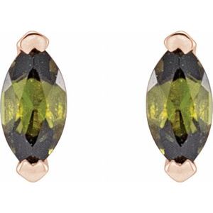 14K Rose Gold Natural Green Tourmaline Earrings – image 2