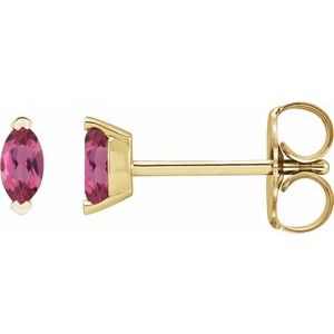 14K Yellow Gold Natural Pink Tourmaline Earrings