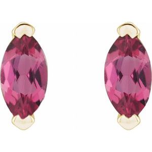 14K Yellow Gold Natural Pink Tourmaline Earrings – image 2