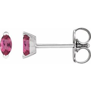 Platinum Natural Pink Tourmaline Earrings