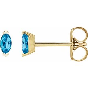 14K Yellow Gold Natural Swiss Blue Topaz Earrings