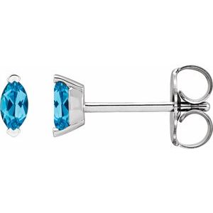 14K White Gold Natural Swiss Blue Topaz Earrings