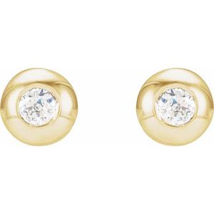 14K Yellow Gold .03 CTW Natural Diamond Domed Bezel-Set Earrings