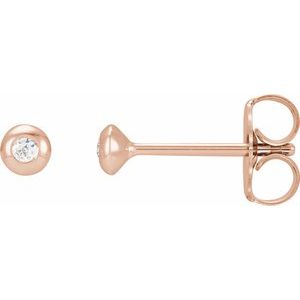 14K Rose Gold .03 CTW Natural Diamond Domed Bezel-Set Earrings