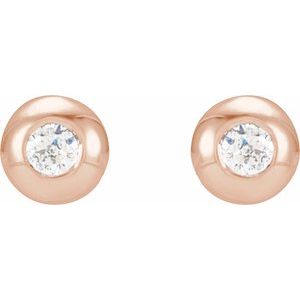 14K Rose Gold .03 CTW Natural Diamond Domed Bezel-Set Earrings – image 2