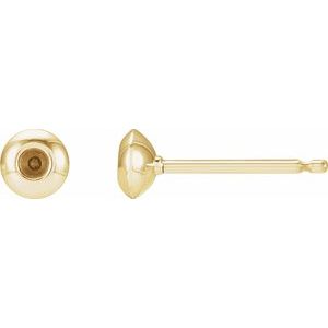 14K Yellow Gold 2 mm Round Domed Bezel-Set Earring Mounting